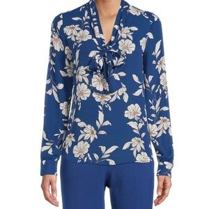 Bar III floral print tie neck top